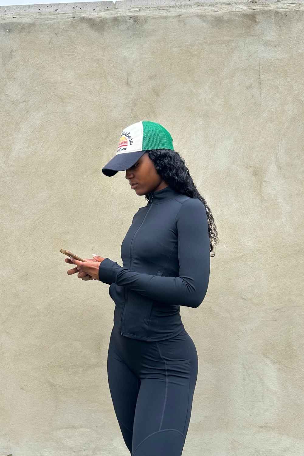 High Neck Zip Top - Black - Image 3