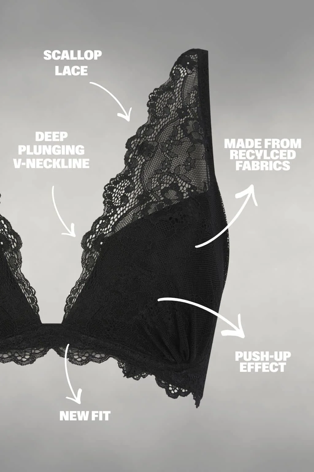 All Wonder, Push Up Bra & Thong - Black - Image 7