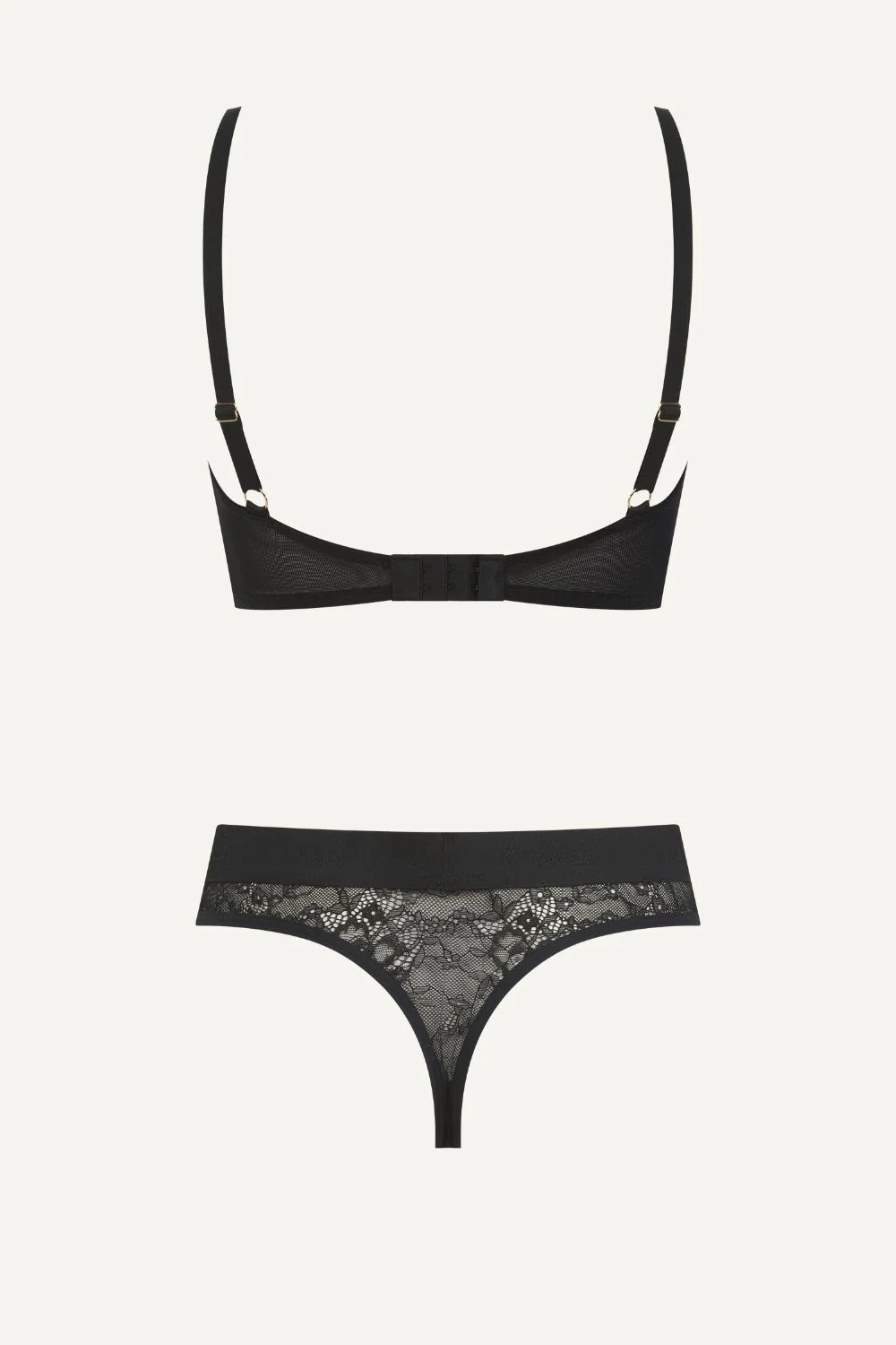 All Wonder, Push Up Bra & Thong - Black - Image 8