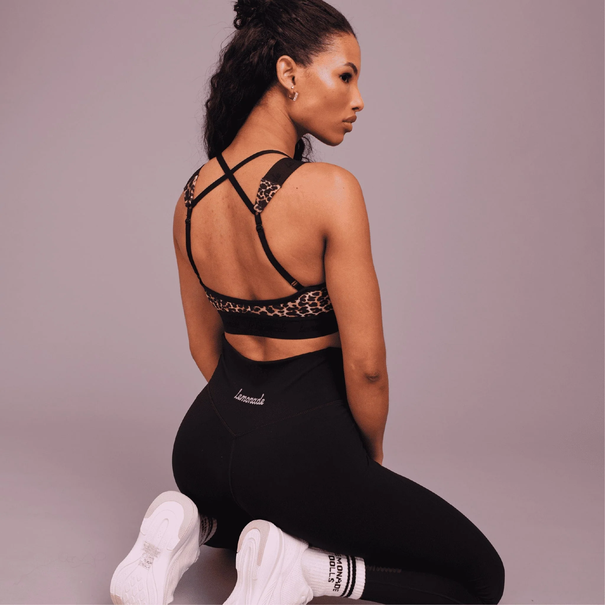 Cross Strap Sports Bra - Leopard - Image 6