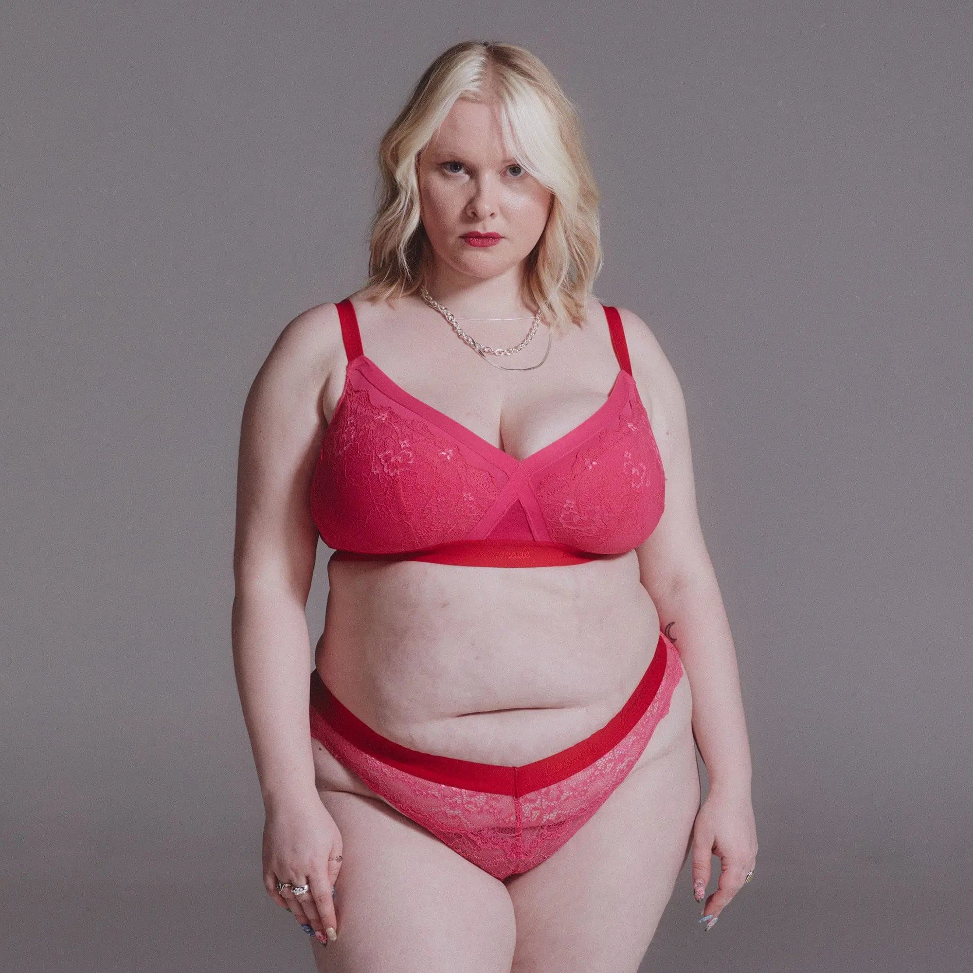 Signature Lace High Support Fuller Cup Bralette - Dark Pink - Image 4