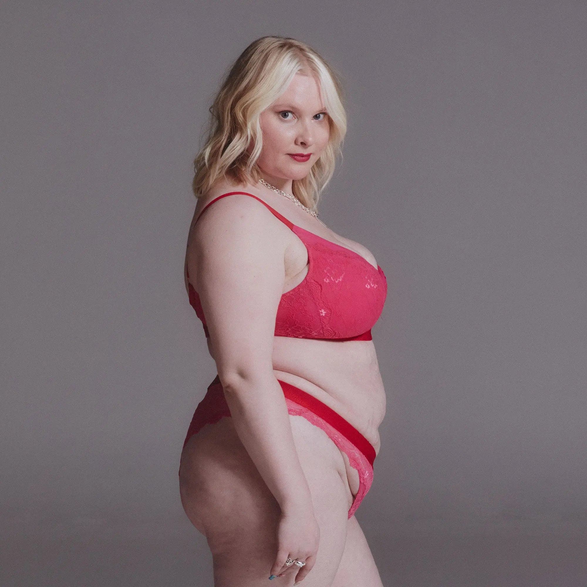 Signature Lace High Support Fuller Cup Bralette - Dark Pink - Image 6