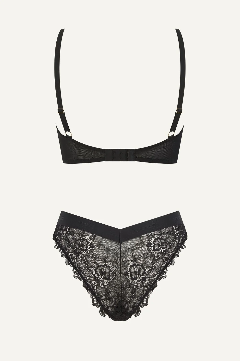 All Wonder, Push Up Bra & V Brazilian Set - Black - Image 7