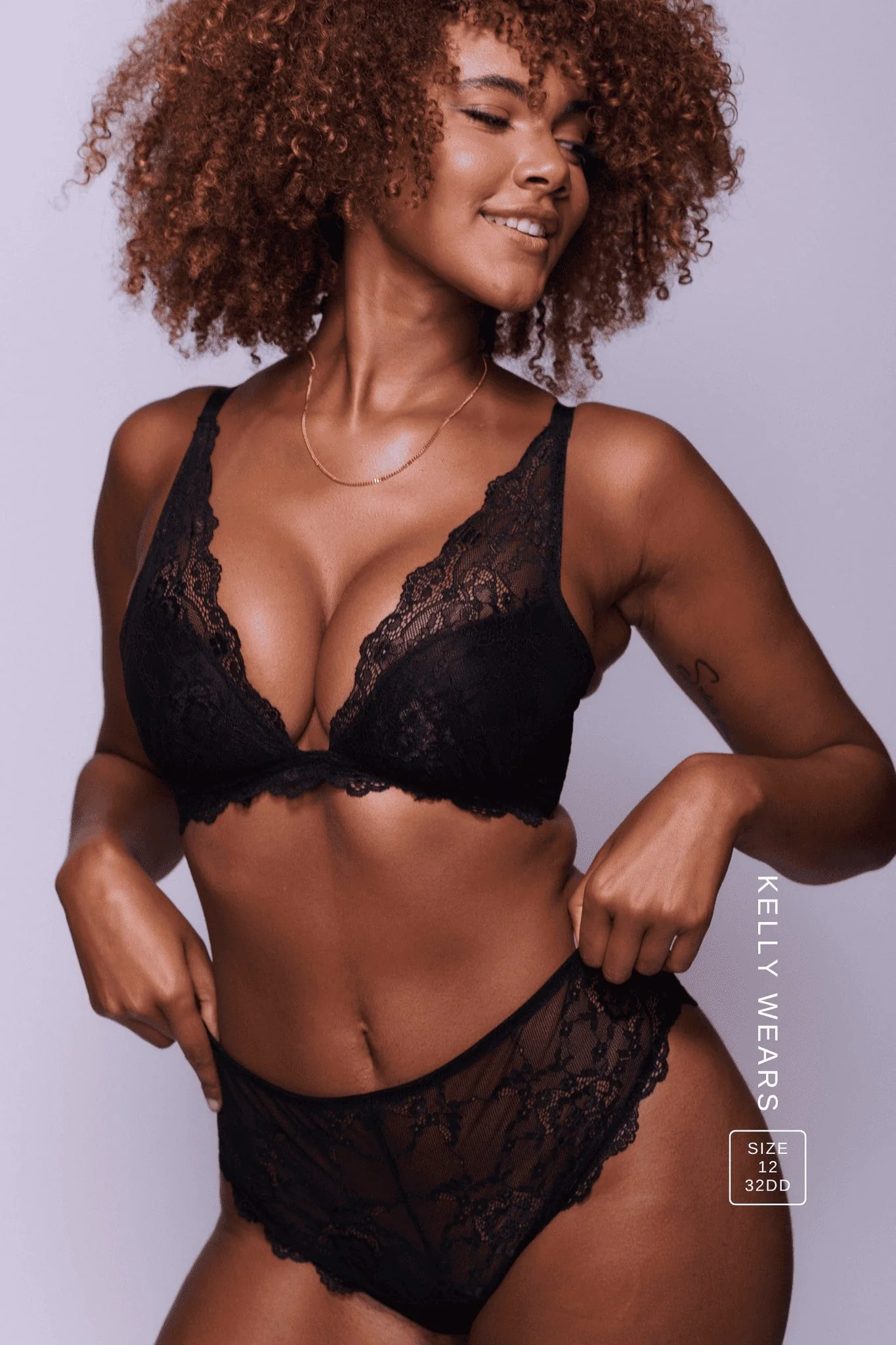 All Wonder, Push Up Bra & Short Set - Black - Image 3