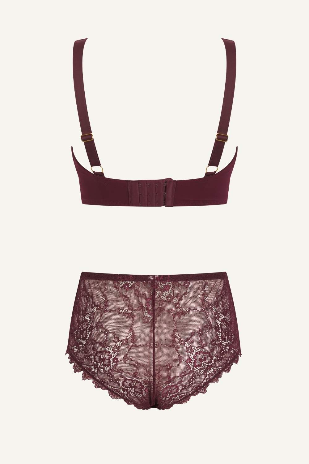 All Wonder, Push Up Bra & Short Set - Wine - Image 7